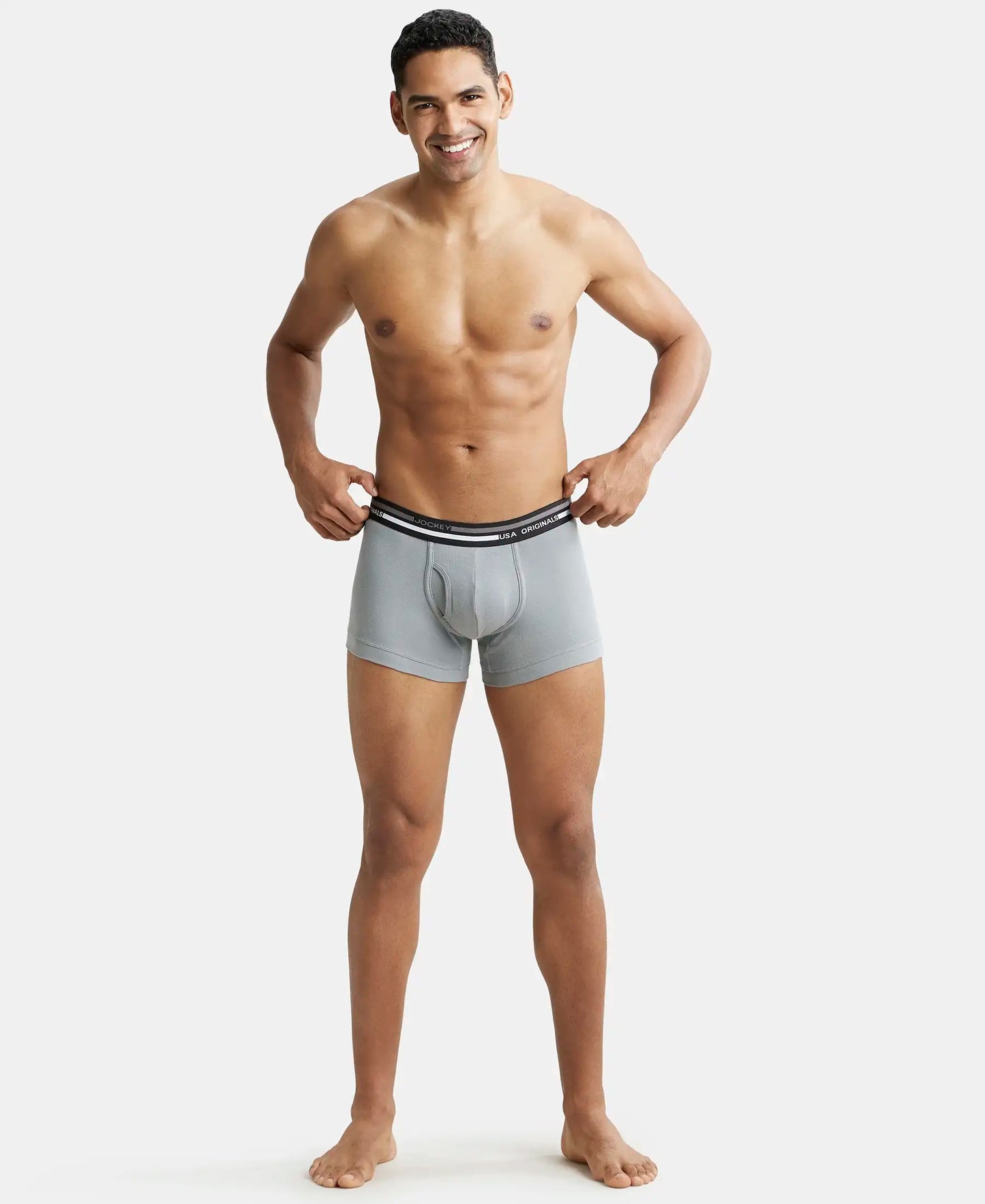 Super Combed Cotton Rib Trunk with Ultrasoft Waistband - Monument-4