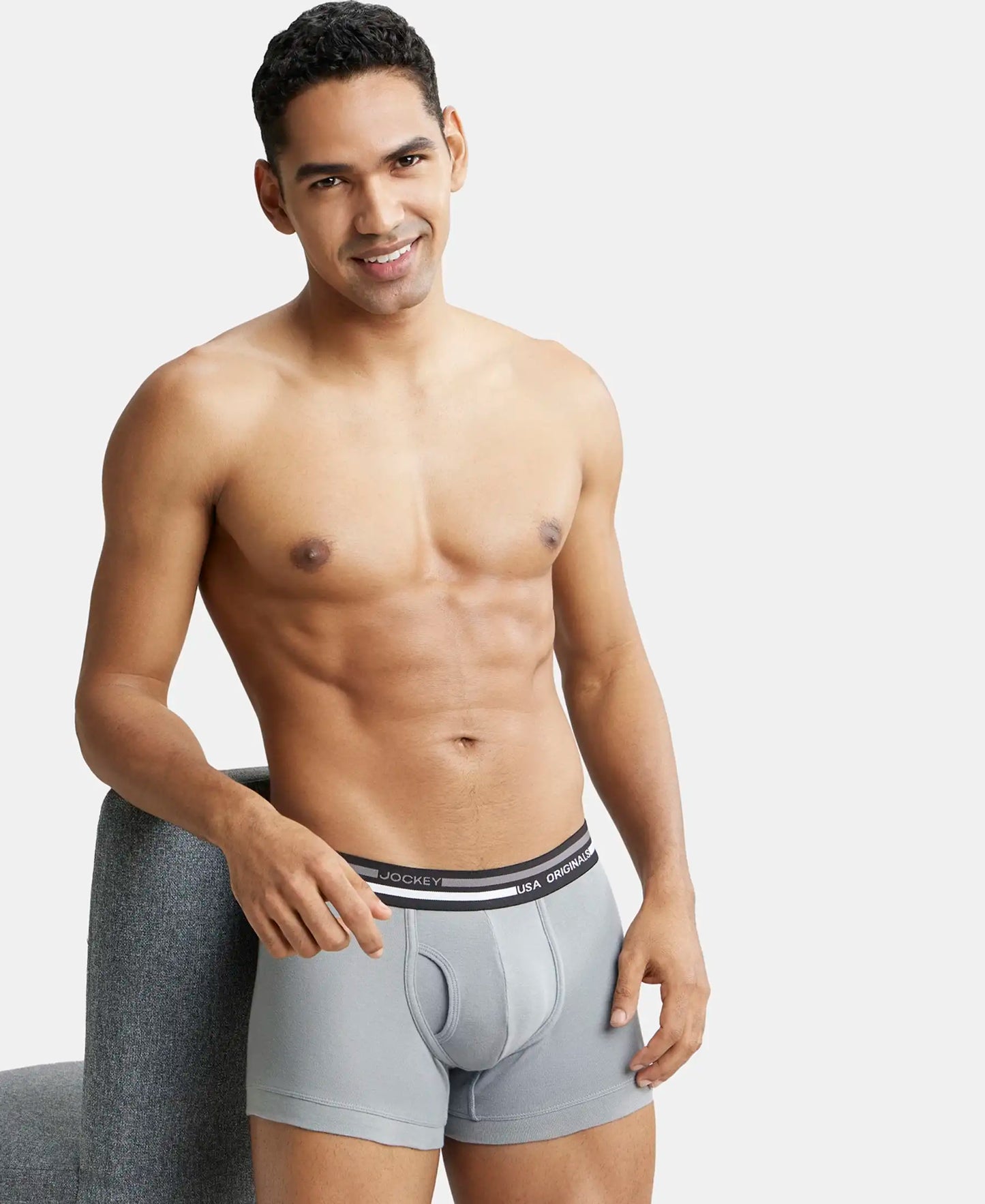 Super Combed Cotton Rib Trunk with Ultrasoft Waistband - Monument-5