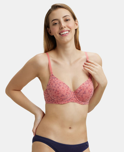 Buy Clovia Padded Non-Wired Full Cup Printed Multiway T-shirt Bra in Lilac  - Cotton 2024 Online