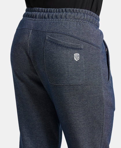 Super Combed Cotton Rich Slim Fit Jogger with Zipper Pockets - Navy-7