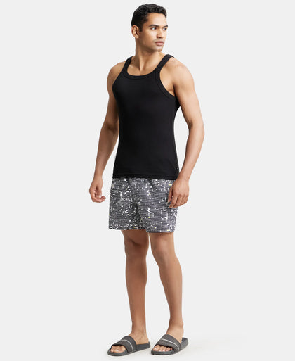 Super Combed Cotton Rib Square Neck Gym Vest - Black-7