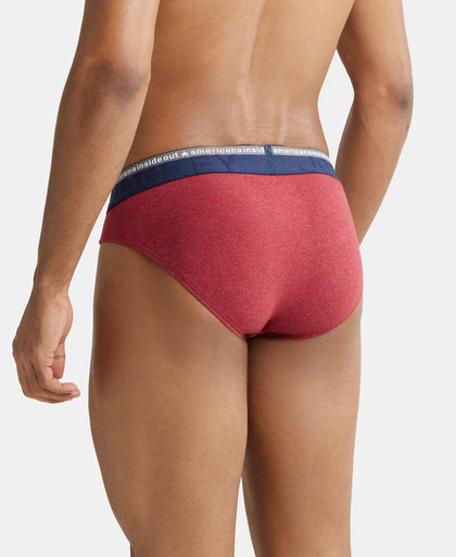 Super Combed Cotton Elastane Solid Brief with Ultrasoft Waistband - Red Melange-3