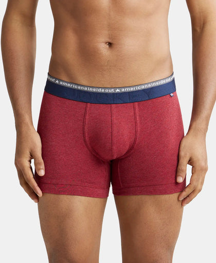 Super Combed Cotton Elastane Solid Trunk with Ultrasoft Waistband - Red Melange-1