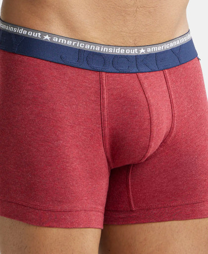 Super Combed Cotton Elastane Stretch Solid Trunk with Ultrasoft Waistband - Red Melange (Pack of 2)