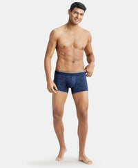 Super Combed Cotton Elastane Printed Trunk with Ultrasoft Waistband - Navy-4