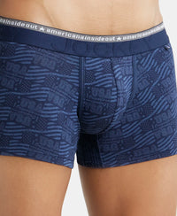 Super Combed Cotton Elastane Printed Trunk with Ultrasoft Waistband - Navy-6