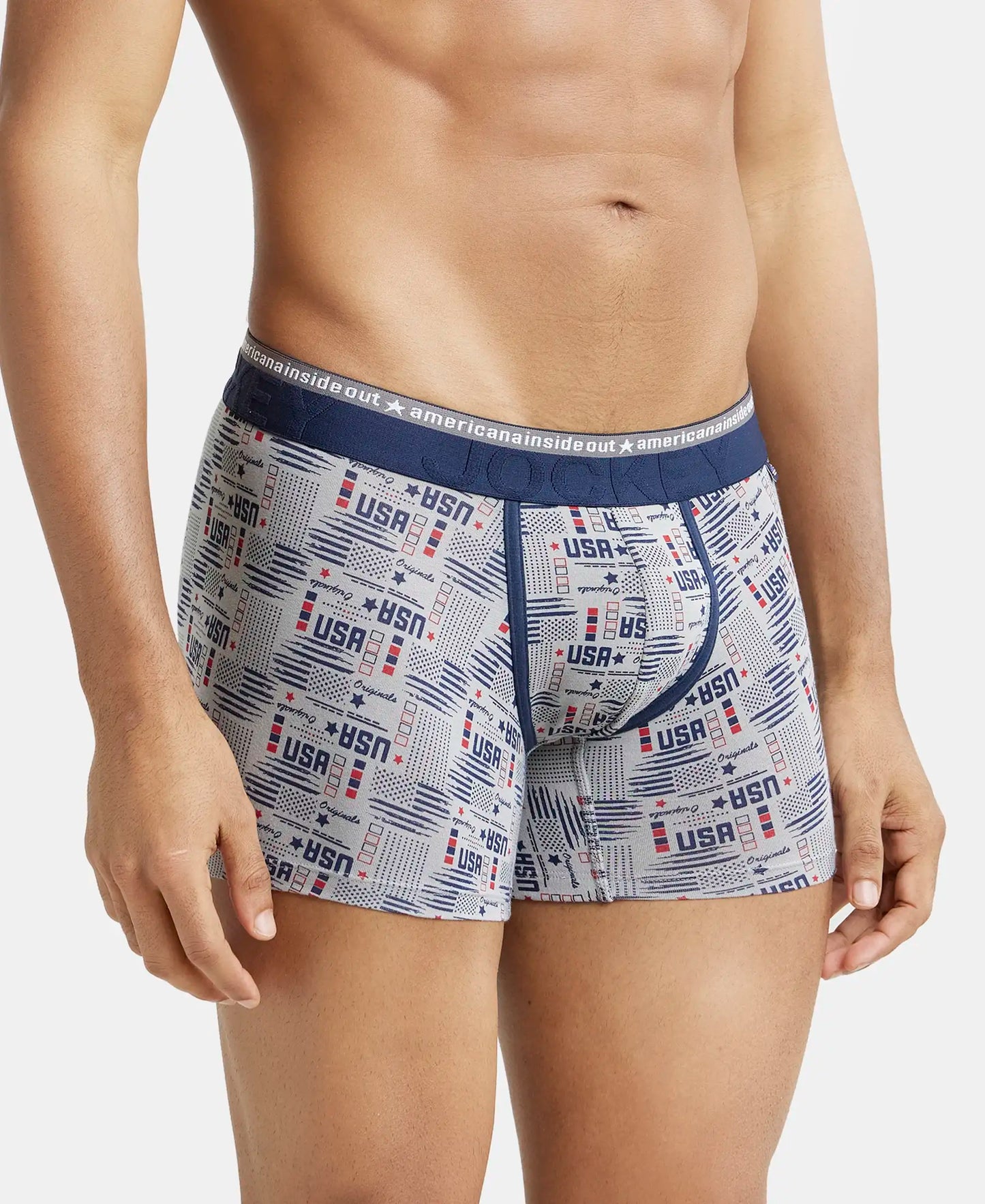 Super Combed Cotton Elastane Printed Trunk with Ultrasoft Waistband - Nickle-2