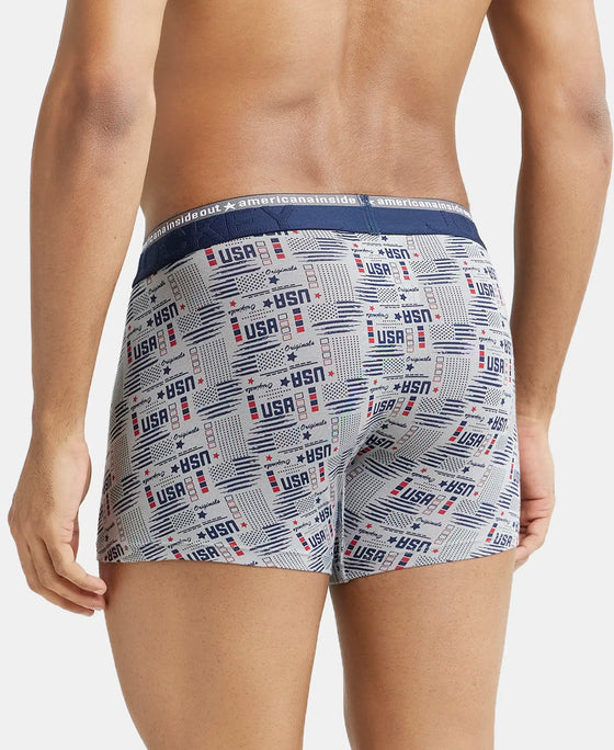 Super Combed Cotton Elastane Printed Trunk with Ultrasoft Waistband - Nickle-3