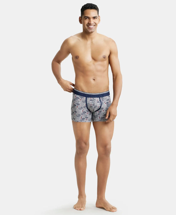 Super Combed Cotton Elastane Printed Trunk with Ultrasoft Waistband - Nickle-4