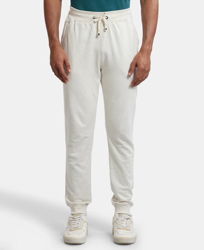 Super Combed Cotton Rich Slim Fit Jogger with Side Pockets - Cream Melange-1